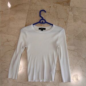 Forever 21 White Ribbed Long Sleeve Top